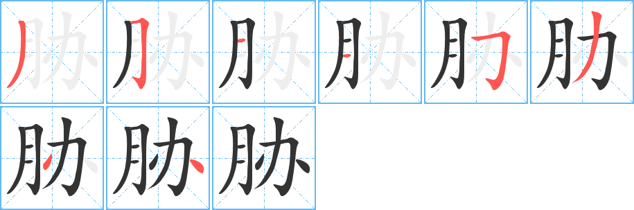 胁的笔顺