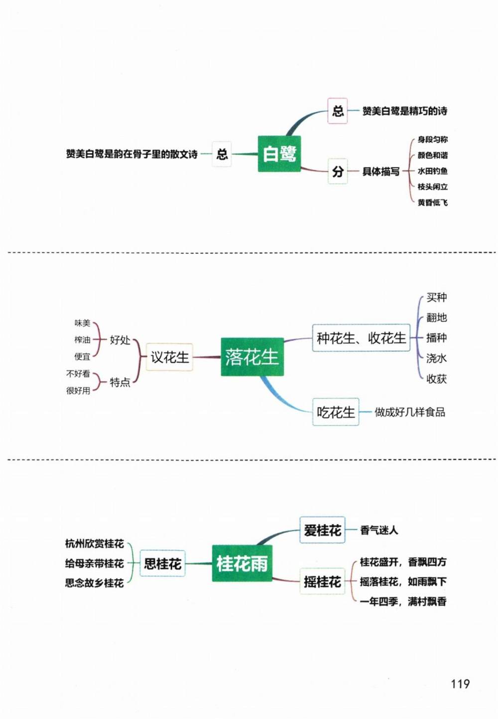 《白鹭》《落花生》《桂花雨》思维导图