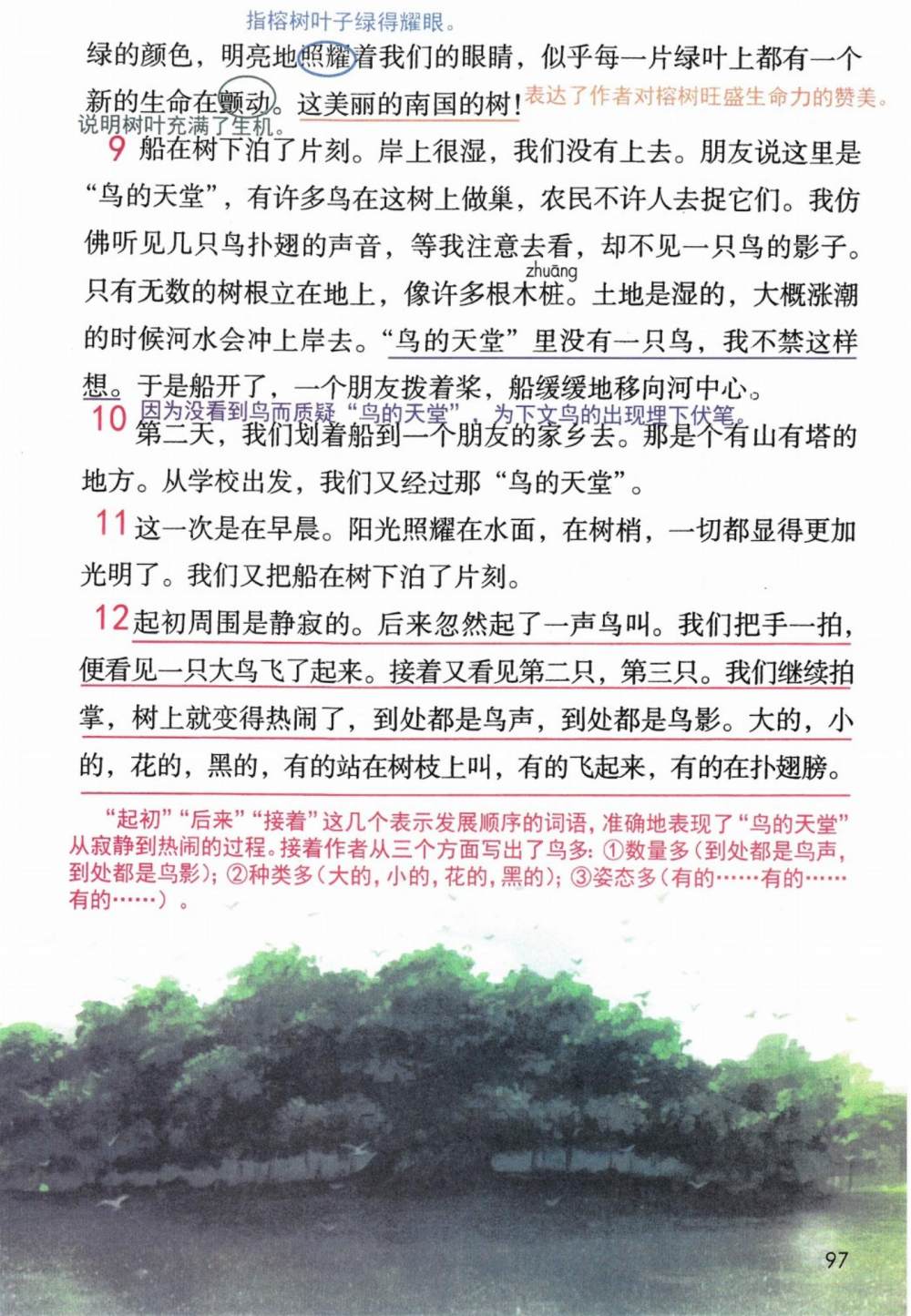 《鸟的天堂》课堂笔记