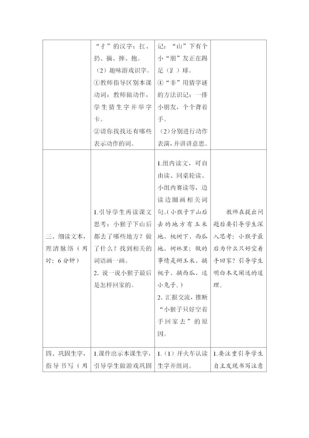 《小猴子下山》教案