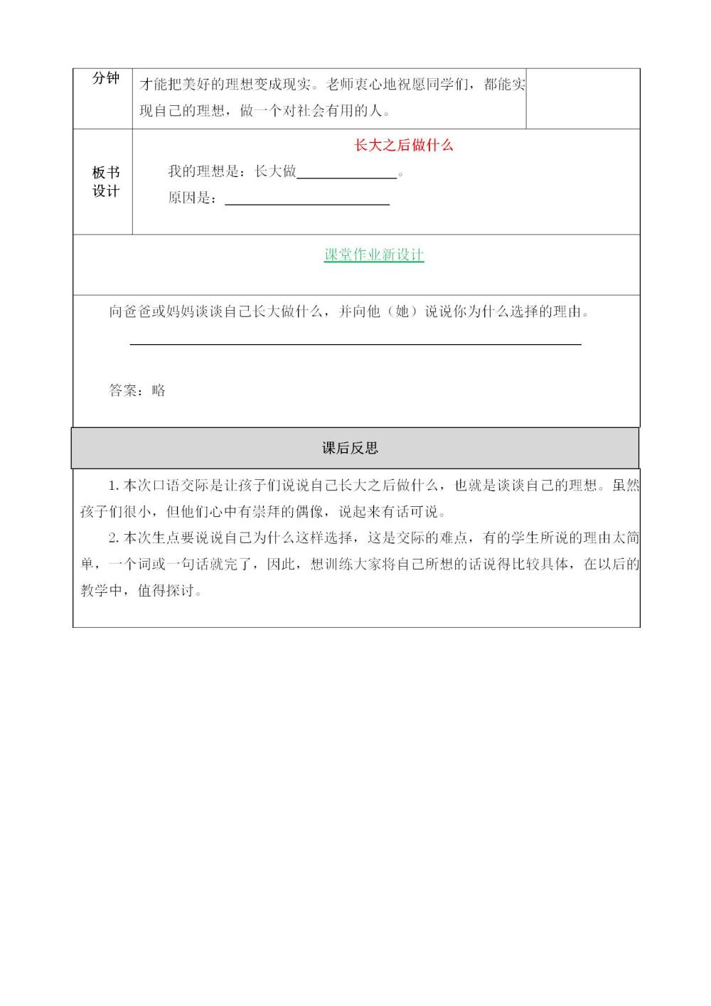 口语交际《长大以后做什么》教案