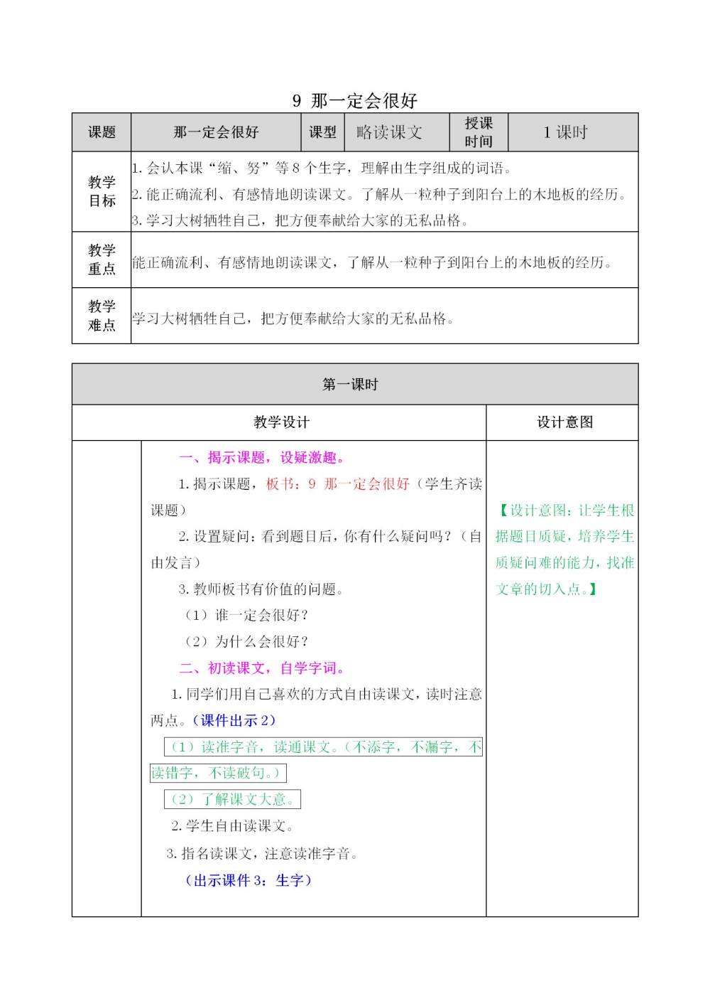 《那一定会很好》教案