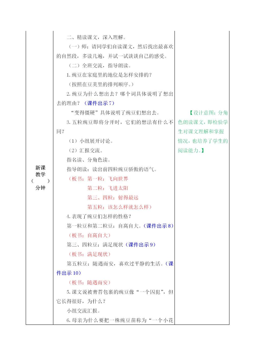 《一个豆荚里的五粒豆》教案