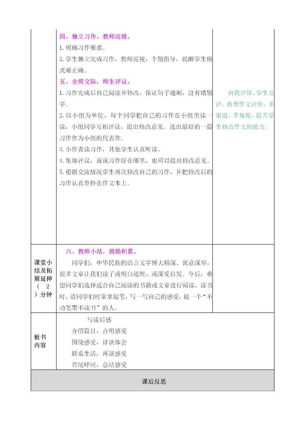 五年级下册习作《写读后感》教案