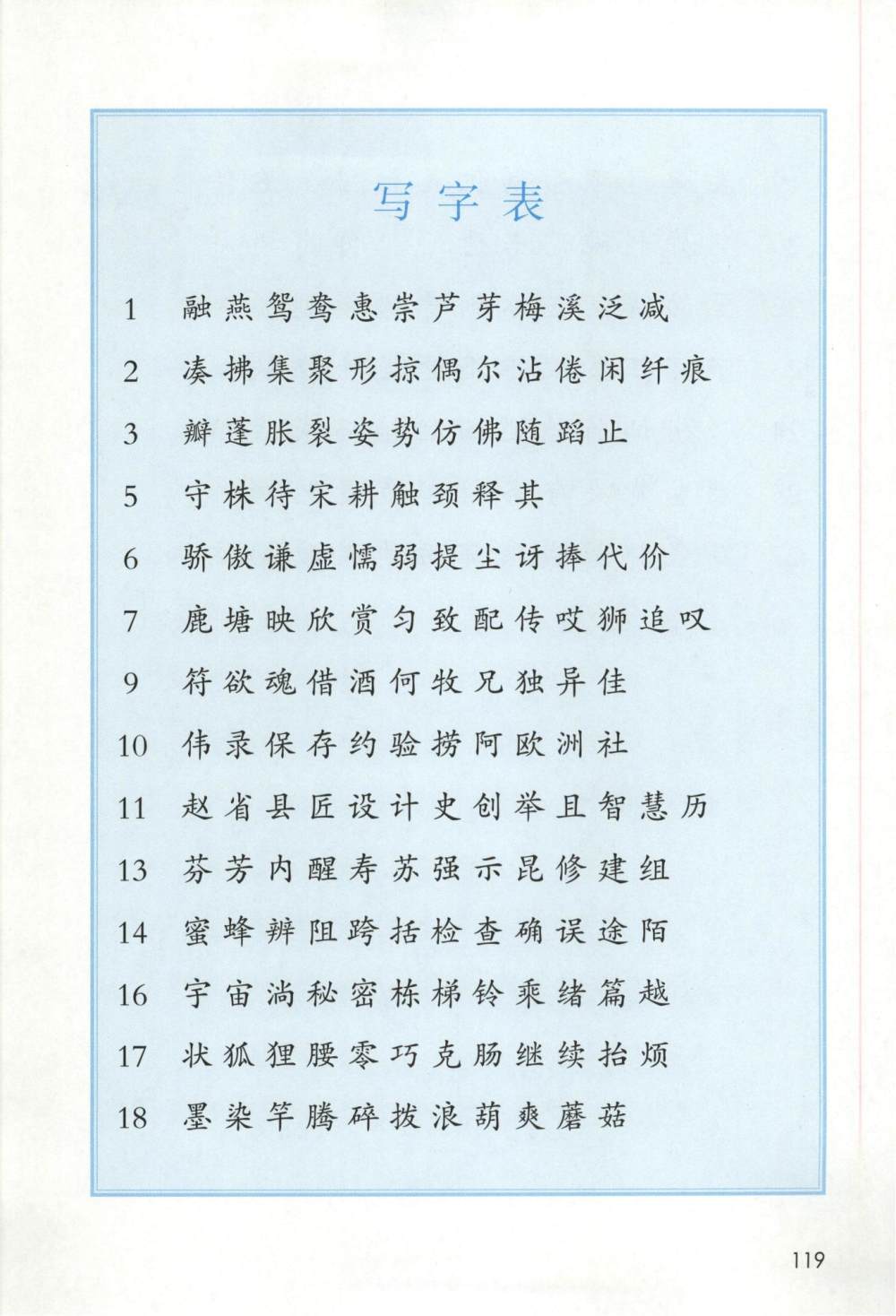 三年级下册生字表