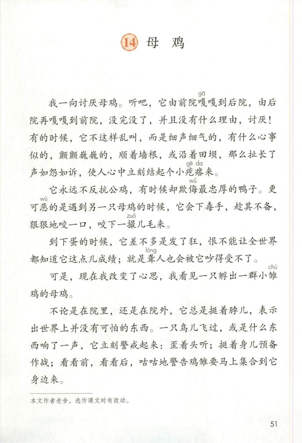 《母鸡》课文