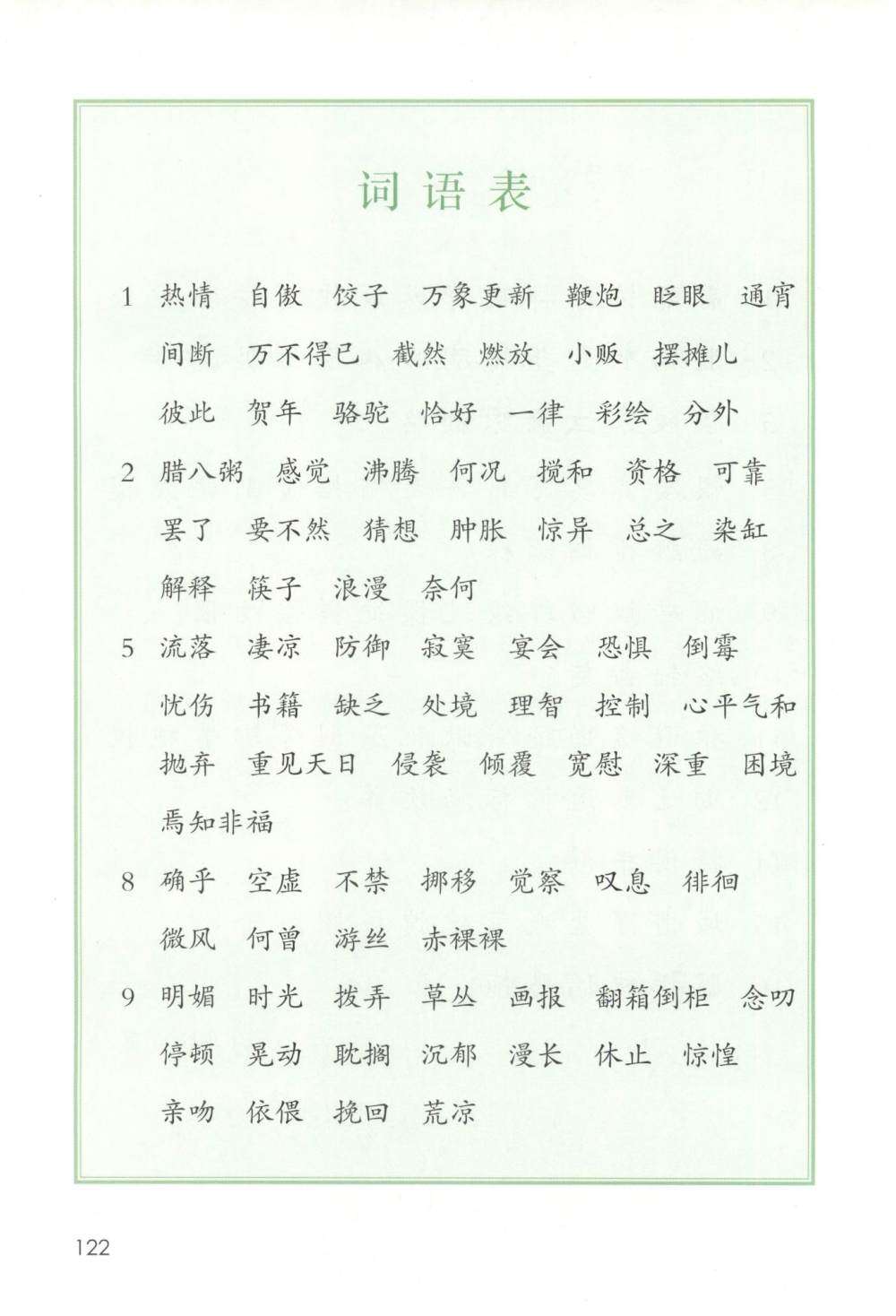 六年级下册生字表