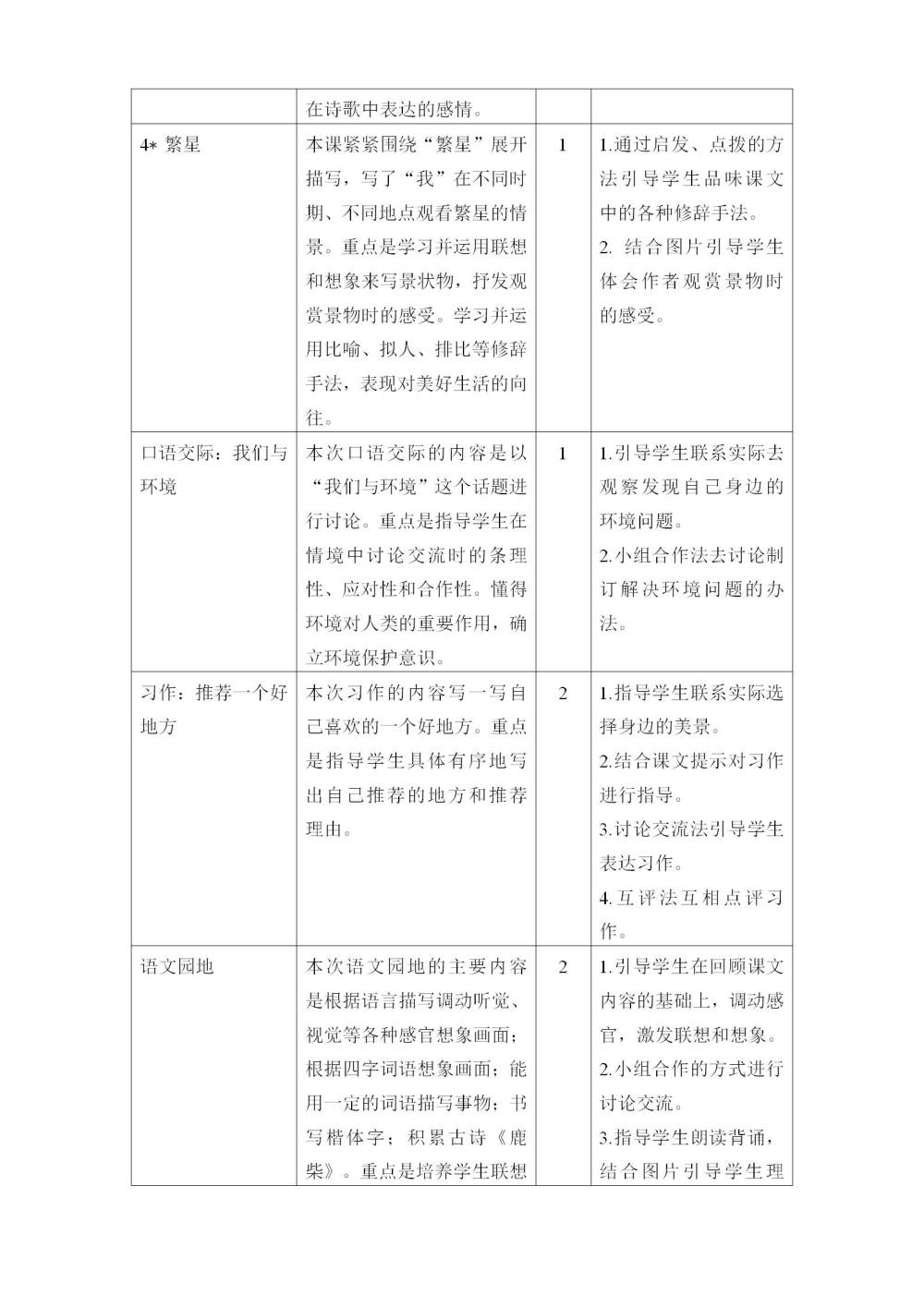 四年级语文(上册)第一单元教学初探