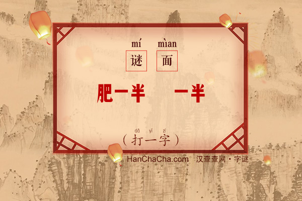 肥一半 廋一半（打一字）字谜