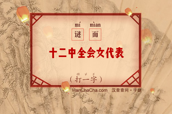 十二中全会女代表（打一字）字谜